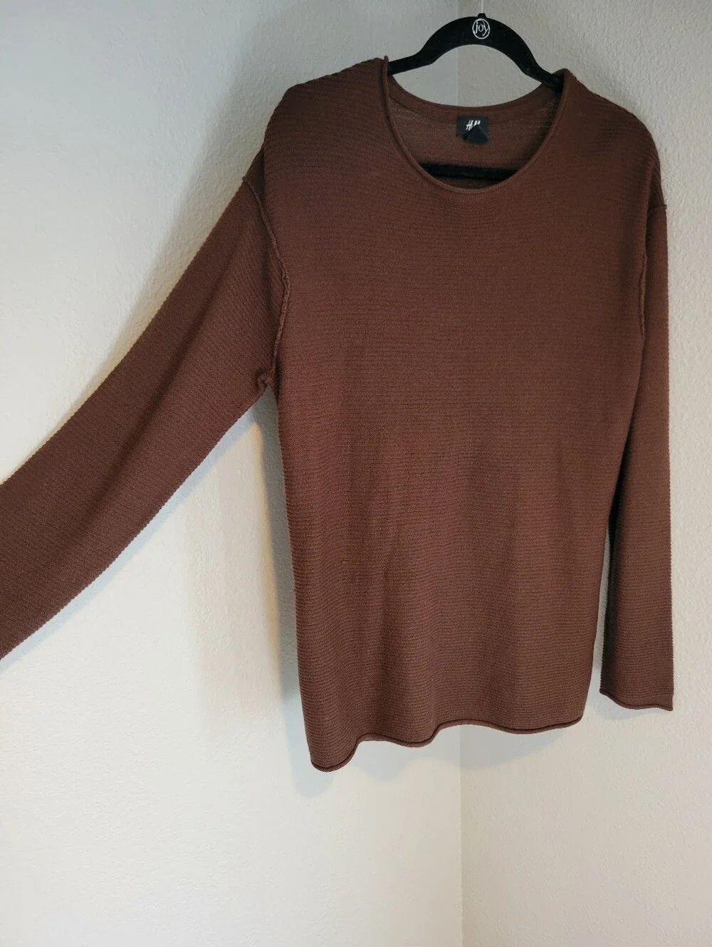 H&M Men's Dark Mauv/Brown LongCrewneck Knit Sweater